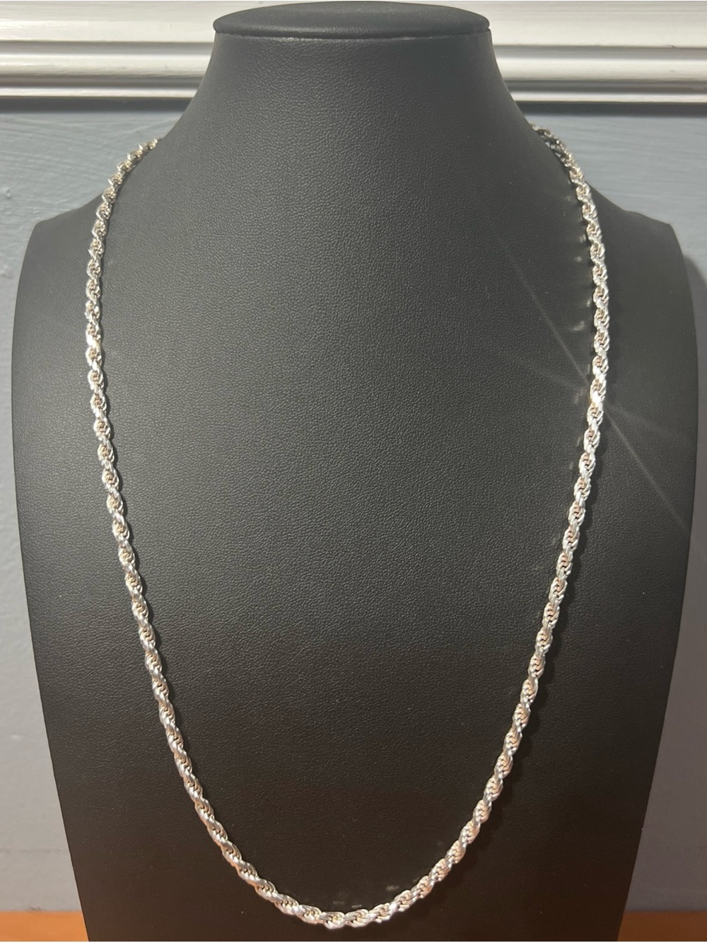 Italy .925 Sterling Silver 24” Diamond Cut Rope Chain Necklace 27 Grams 4mm